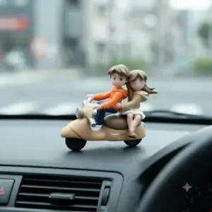 Couple Riding Scooter Decorative Figurine