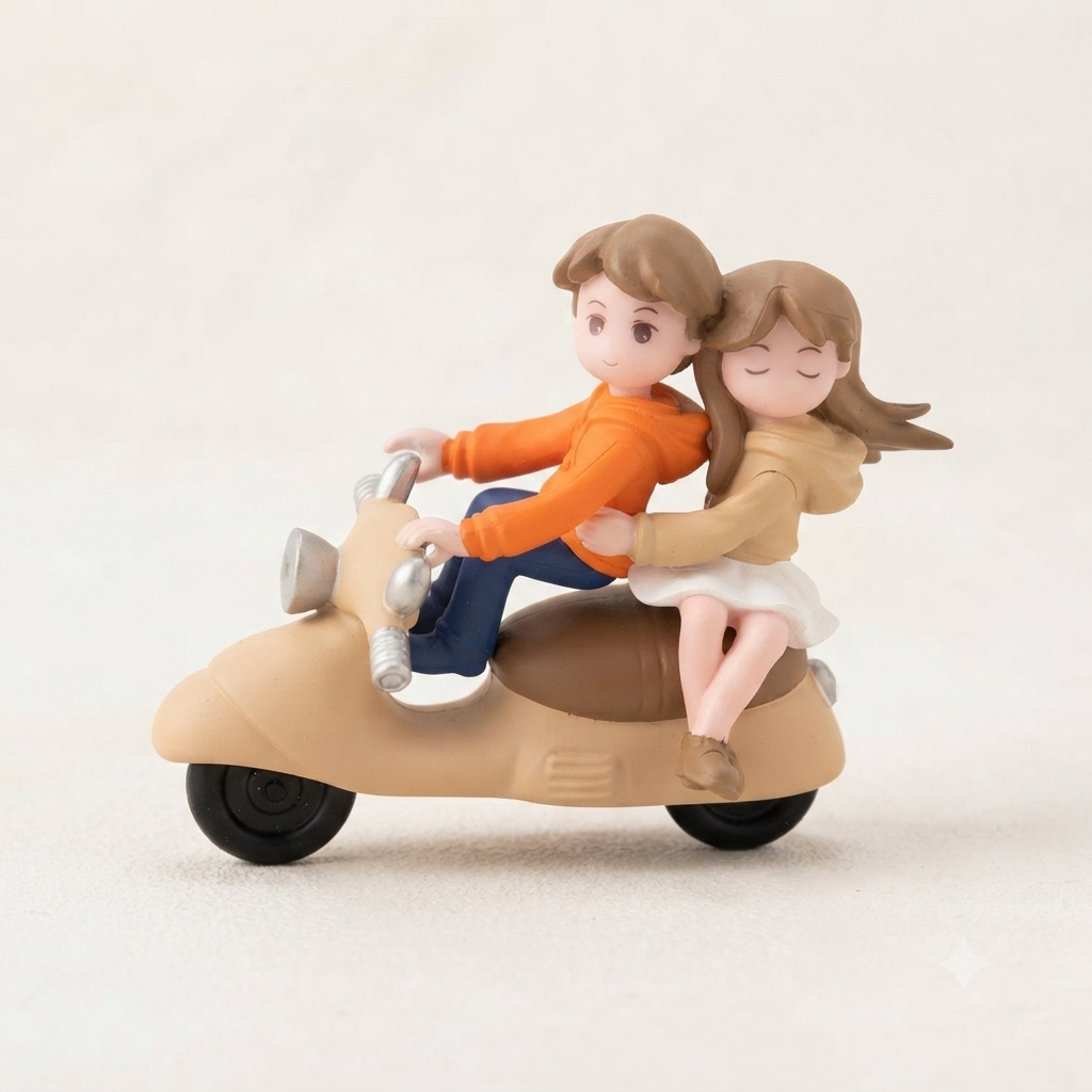Couple Riding Scooter Decorative Figurine - Image 3