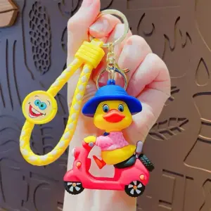 Cute Duck on Scooter Keychain