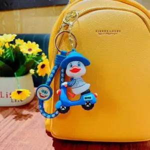 Cute Duck Riding Scooter Keychain