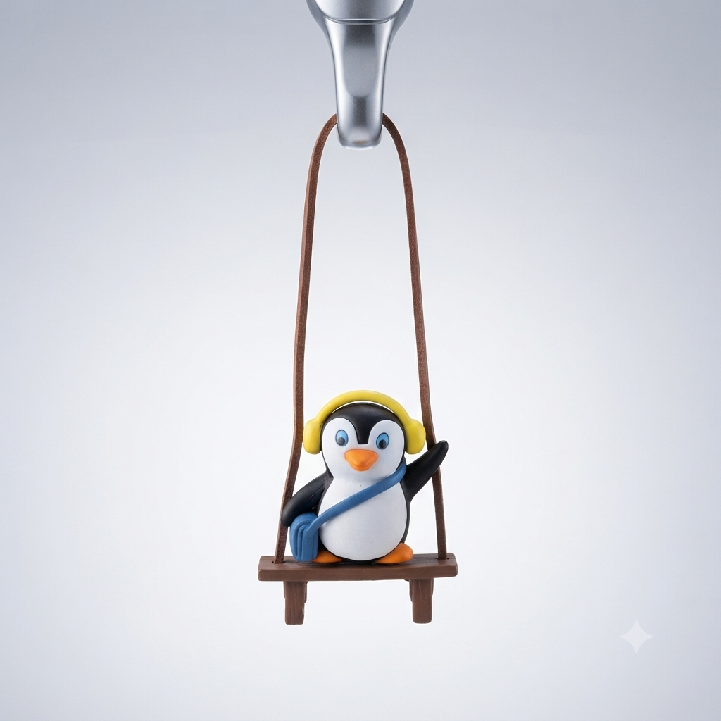 Penguin Wearing Headphones Car Hanging Pendant - Image 2
