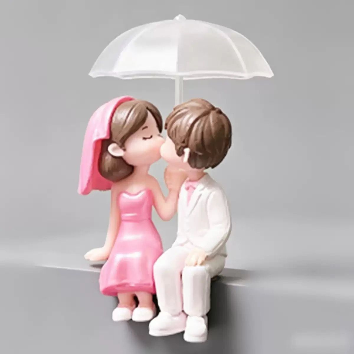Romantic Couple Under Umbrella Love Figurine - Image 3