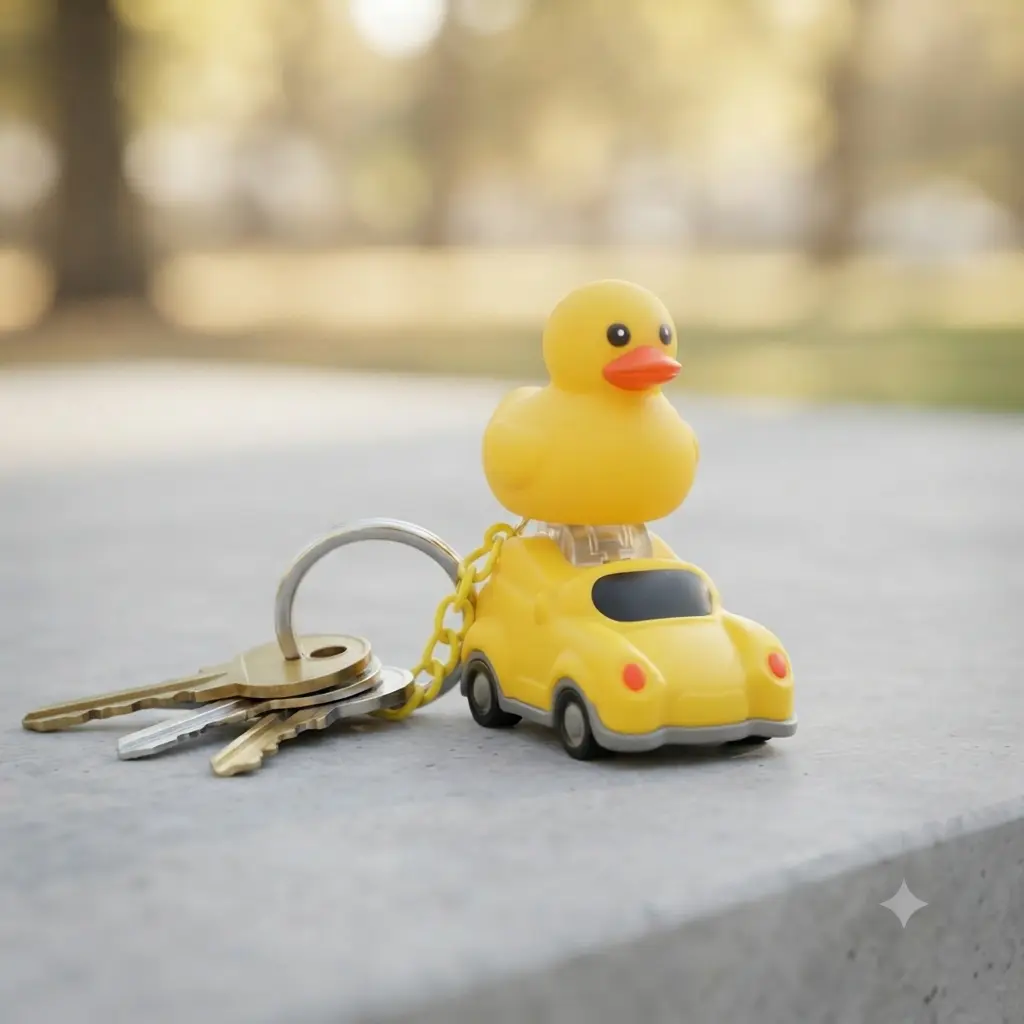 Squeaky Duck Car Keychain - Image 2