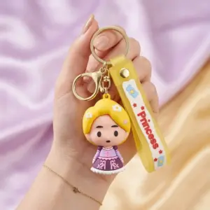 Blonde Princess with Flower Hair Keychain